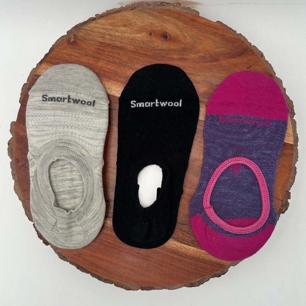 Smartwool 3 Pack No Show Socks Size Medium EUC Merino Wool Shoe Size 7 to 9.5
